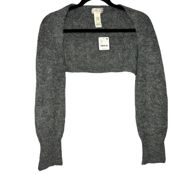 NEW Free People Prima Donna Knit Wool Blend Cropped Bolero Romantic Charcoal OS - Picture 2 of 7
